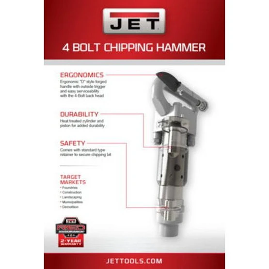 Jet 550622 Jct-3622, 4" Stroke, Round Shank, 4-bolt Chipping Hammer - Image 3